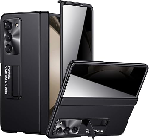 Vista 8 de Funda para Samsung Galaxy z-Fold-5: Funda transparente para teléfono con protección de bisagra de cubierta completa, funda transparente con Negro