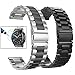 Valkit Compatible Galaxy Watch 46mm/Galaxy Watch 3 45mm Bands, 2 Pack 22mm Stainless Steel Solid Metal Wrist Band Business Strap + Screen Protector for Gear S3 Frontier/Classic, Sliver/Black+Black