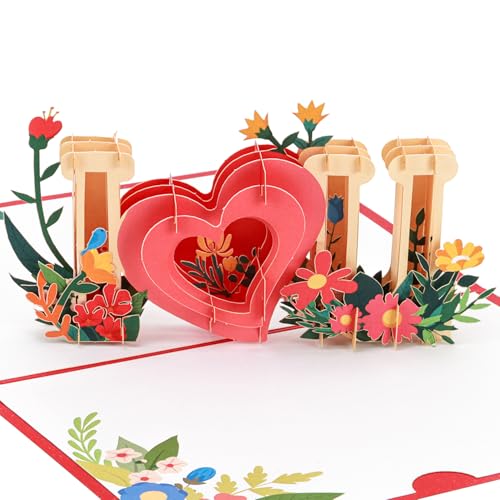 Tasodin Pop Up Valentines Day Cards, Romantic 3D Love Anniversary Cards, Pop Up Wedding Birthday Gift Card for Her Him Women Wife Husband Couple