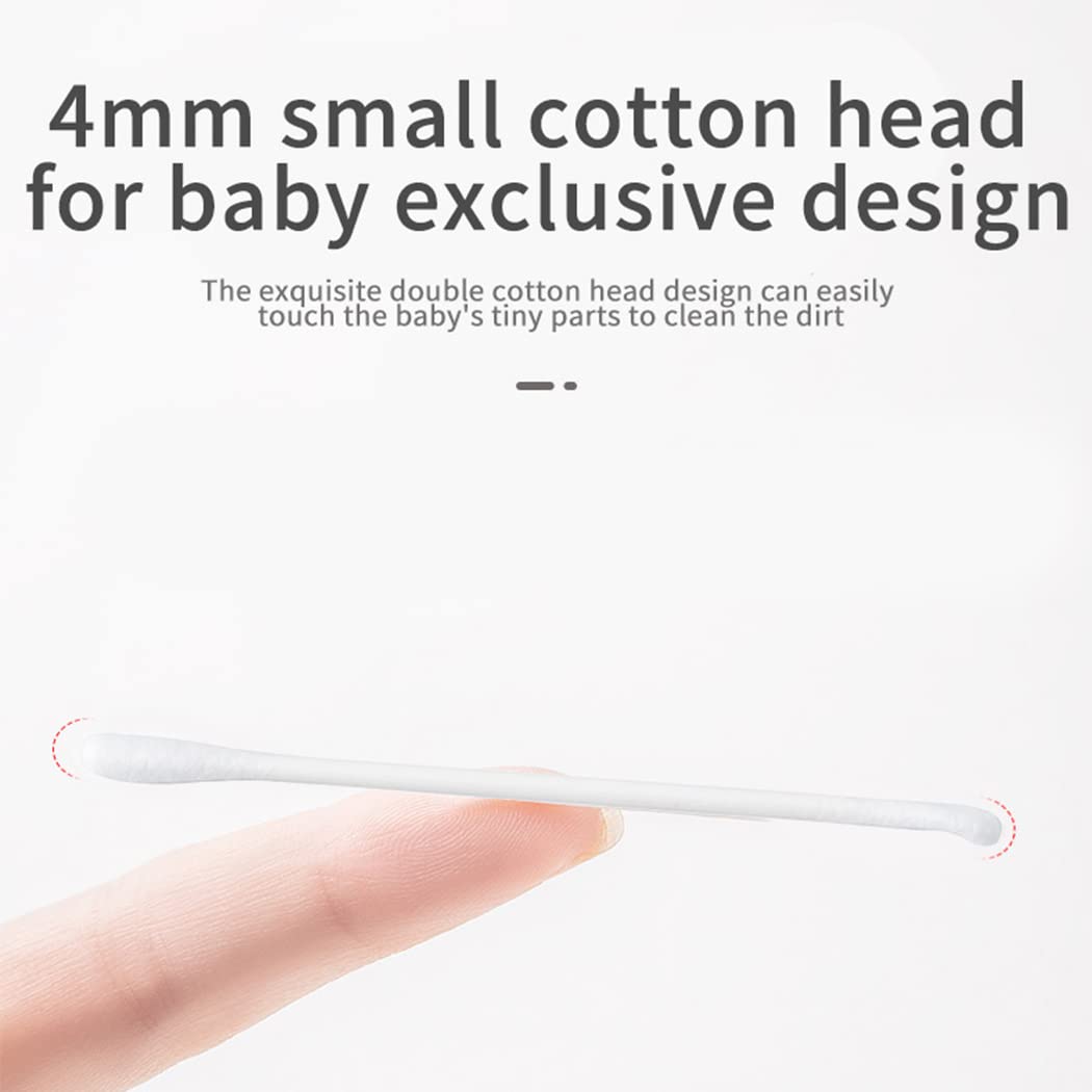 Lot de 400 cotons-tiges de sécurité pour bébé avec grandes pointes pour nouveau-né, bébés, enfants, enfants, 100 % coton biologique, bâtons en papier blanc, 2 paquets de 400 bourgeons au total (blanc)