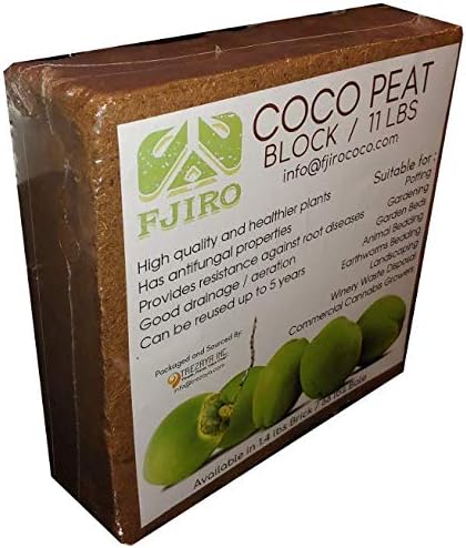Fjiro Coco | Premium 100% Organic Coconut Coir with Low EC & pH Potting Substrate Soil for Plants | Block 11lbs