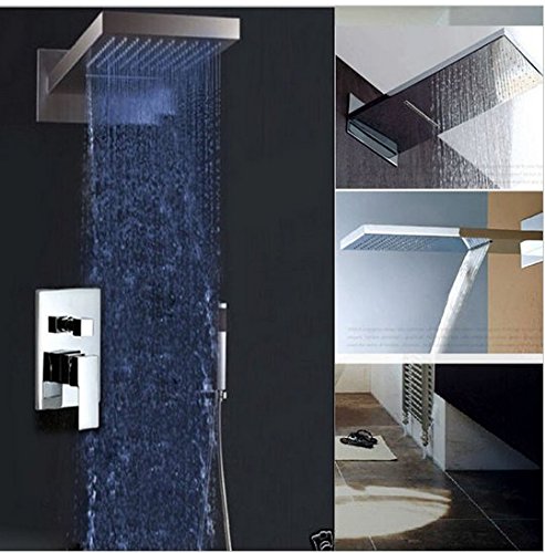 Mitigeur douche cascade et pluie Gowe : système d'hydromassage en laiton avec LED