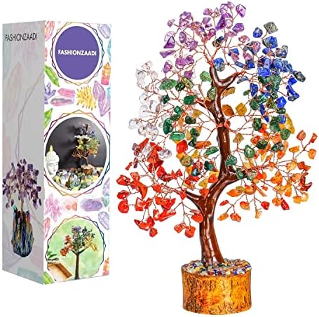 Seven Chakra Tree of Life - Crystal Tree - Artificial Bonsai Tree, Spiritual Decor, Crystals and Gemstones, Crystal Tree for Positive Energy - Feng Shui Tree, Reiki Gifts, 7 Chakra Tree
