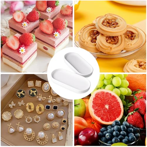 wocpvm 2 Stück Badezimmer Tablett Dekotablett Weiß Oval Kosmetiktabletts 20 * 9 * 1,8 cm Bad Tablett Badezimmertablett Geeignet für Bad, Küche und Dekoration