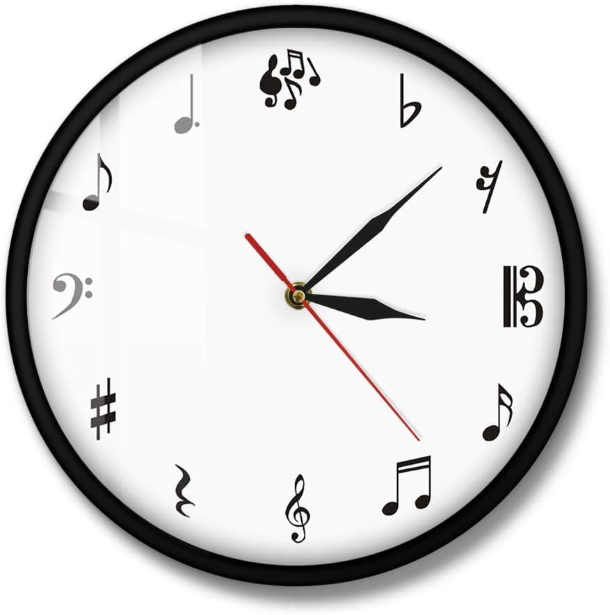 Orologio da parete musicale, motivo chiave di violino, orologio decorativo con note musicali, per musicisti e cantanti, arte da parete per casa e studio, cornice non inclusa