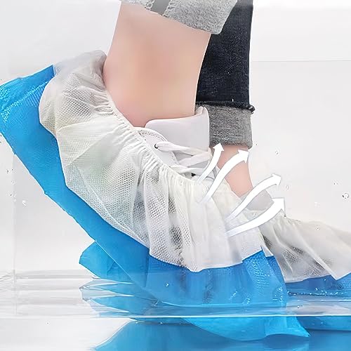 100 Stück Überschuhe Schuhüberzieher, CPE+PP Kunststoff Schuhüberzüge Mehrweg Überziehschuhe Regenschutz Überschuhe, Schuh Überzieher wasserdicht Onesize Indoor und Outdoor