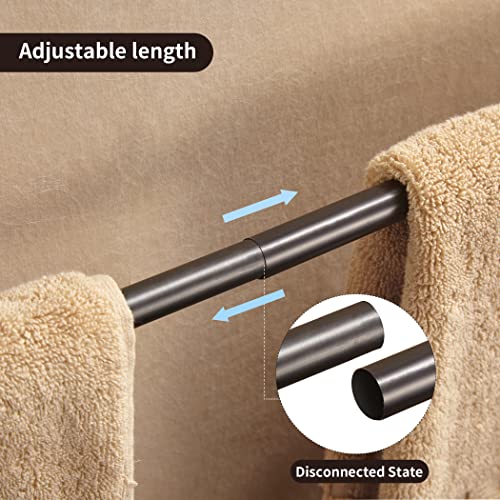 Wolibeer Bronze Towel Bar 4 Pieces Set, Oil Rubbed Bathroom Accessories, Orb Adjustable 15 To 26.5 Inch Towel Holder Farmhouse Toilet Paper Holder Rustic Hand Towel Ring Towel Hook Wall Mounted #TOP2