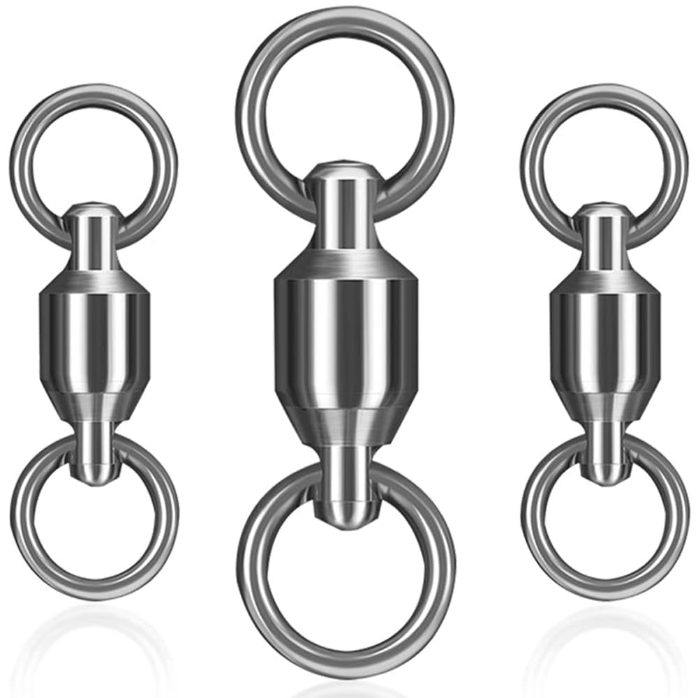 25Pcs Ball Bearing Swivels High Strength Barrel Swivel Connector Stainless Steel Solid Welded Rings Tackle Accessories Size 10# for Saltwater Freshwater Fishing