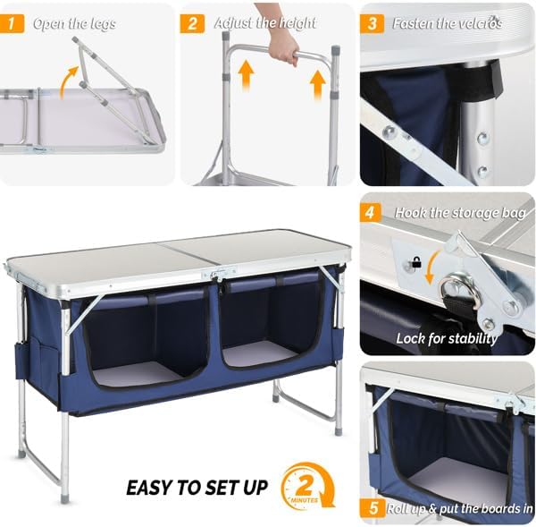 Aluminum Camping Folding Table (4ft Flower White)