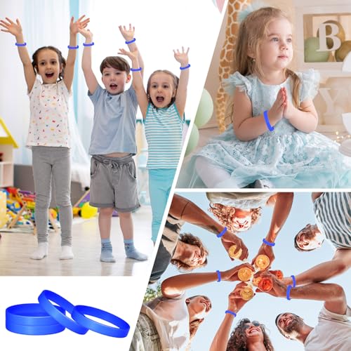 Image of Morcheiong 12 Pieces Silicone Bracelets- Dark-Blue Color Blank Rubber Wristbands for Adults Teen Party Favors