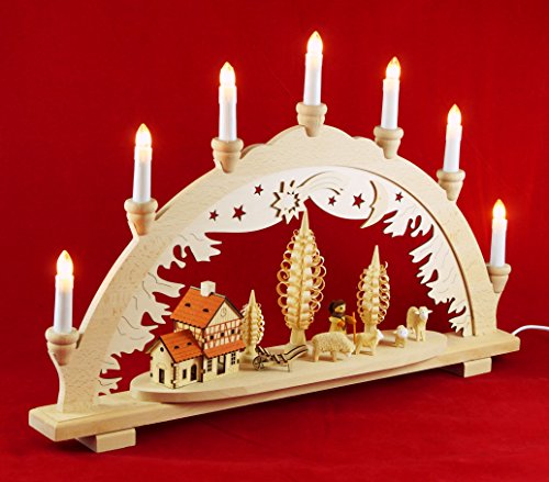 Wichtelstube-Kollektion XXL Schwibbogen Schafe mit Schäfer Original Vogtland Souvenir Schwippbogen Lichterbogen