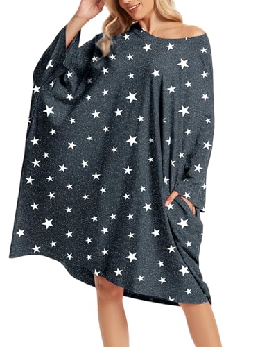 Image of CRIPOM Plus Size Moo Moos for Women Oversized Sleep Shirts for Women Oversized Nightgown with Pocket Fit S-5XL
