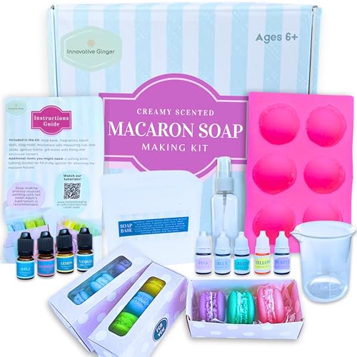 Innovative Ginger DIY Macaron Soap Making Craft Kit for Kids Teens and Adults - Fun Easy Creative - Large Soap - Perfect Birthday & Holiday Gift - Unique Mess-Free All-in-One Kit (Macaron)