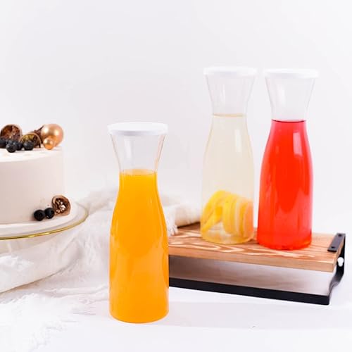 Efavormart - Juego de 3 jarras de plástico desechables transparentes de 34 onzas con tapas, jarra de agua, recipientes para bebidas