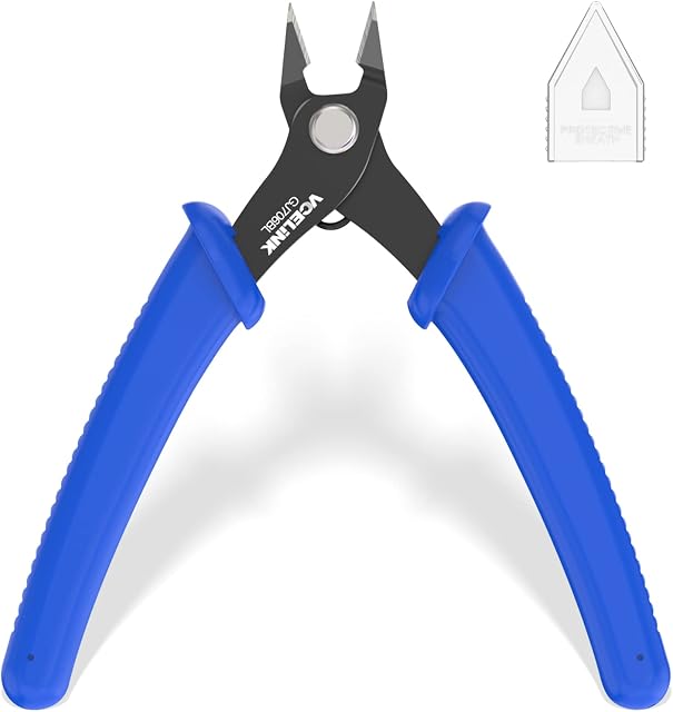 VCELINK Side Cutters Wire Cutters Precision Flush Cutters Small Cable Snips Diagonal Pliers Ideal for Electronic Industry Repair, Jewelry Processing, DIY Model Making 129mm Blue
