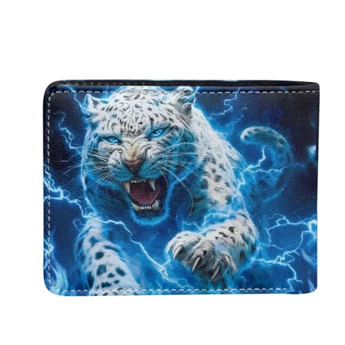 Image of Coldinair Leopard Lightenting Leather Wallet for Teen Boys Kids Purse Wallets Leather Boys Bifold Wallet Credit Card Cash Id Holder Cool Slim Bifold Small Coin Purses,Waterproof