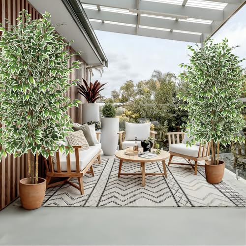 GTIDEA 7ft Large Ficus Artificial Tree with Natural Trunk, 84" Tall Faux Tree for Home Decor Indoor, Lifelike Silk Tree Fake Plants for Living Room Covered Porch Office Corner Decor (NO VASE INCLUDED) by GTIDEA - Used condition - Image 6