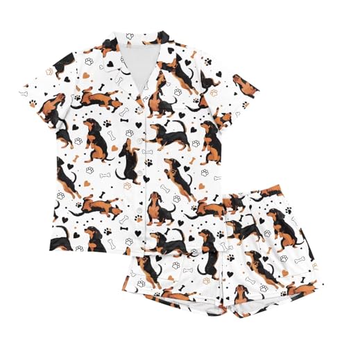 Image of Women's Short Sleeve Sleepwear Pajamas Nightwear with Pockets | skin-friendly breathable material resists pilling fading and deformation after repeated washing