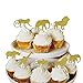 Bozoa (30 pcs) Gold Glitter Jungle Safari Animal Cupcake Toppers Picks Jungle Animals Cake Decorations for Jungle safari Animals Party Baby Showers Birthday Party