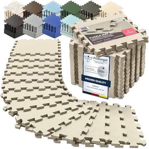 Image of bemaxx Gym Mats Set - 18 pcs EVA Interlocking Foam Floor Tiles (12.6"x12.6"x0.4") 18sqft Protective Gym Flooring Sports Home Workout Exercise Mats Puzzle Garage Fitness Play-Room Garage Pool Treadmill