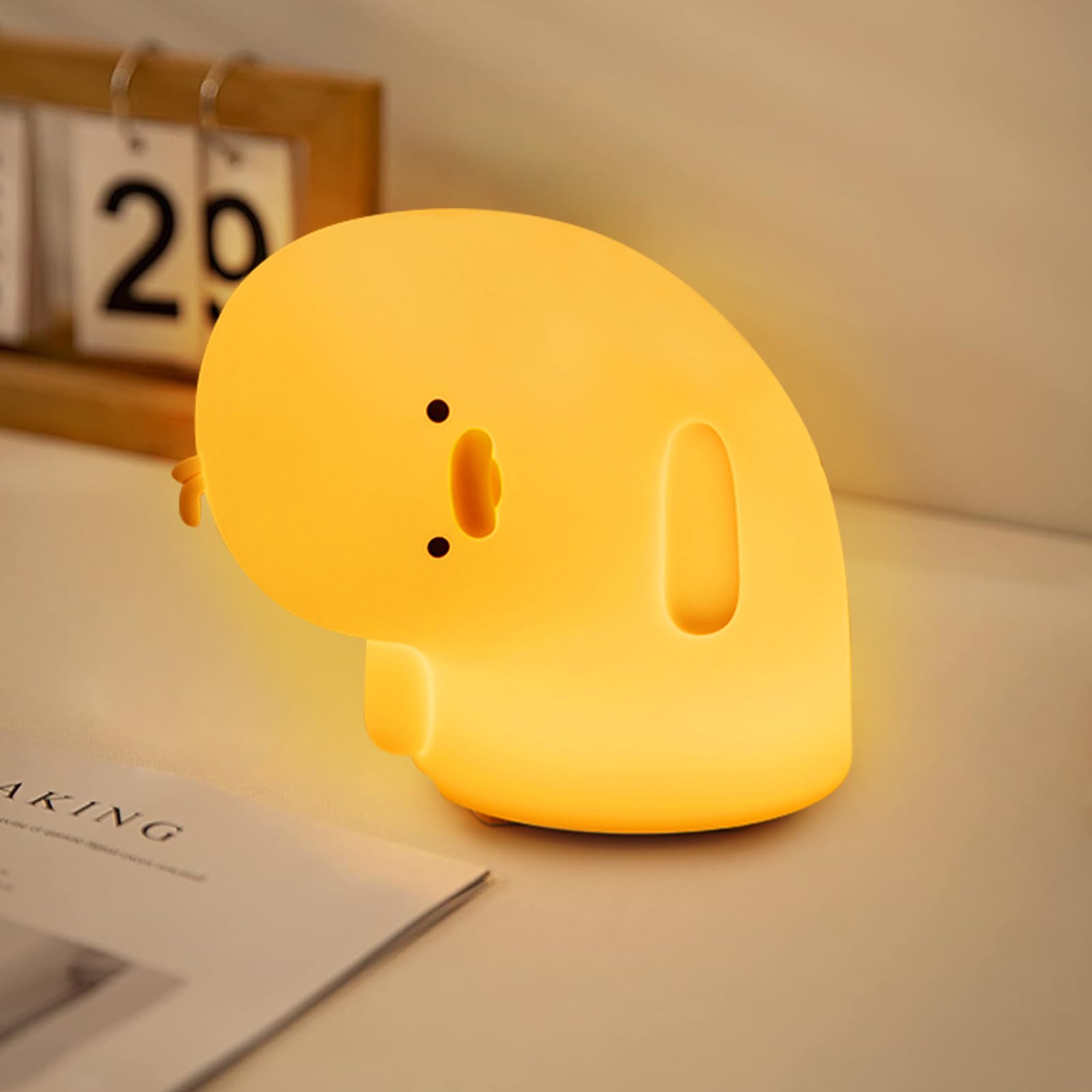 Etlephe Cute Duck Night Light Why Duck Silicone Nursery Night Light Rechargeable 3 dimmable Levels Table Lamp with