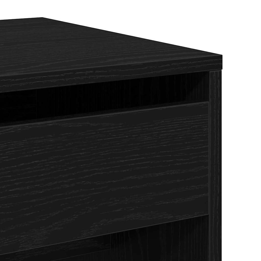 Schminktisch Schwarz Eichen-Optik 60 x 40 x 75 cm Holzwerkstoff mit ausziehbaren Schubladen, moderner minimalistischer Make-up Tisch für Schlafzimmer, pflegeleichte glatte