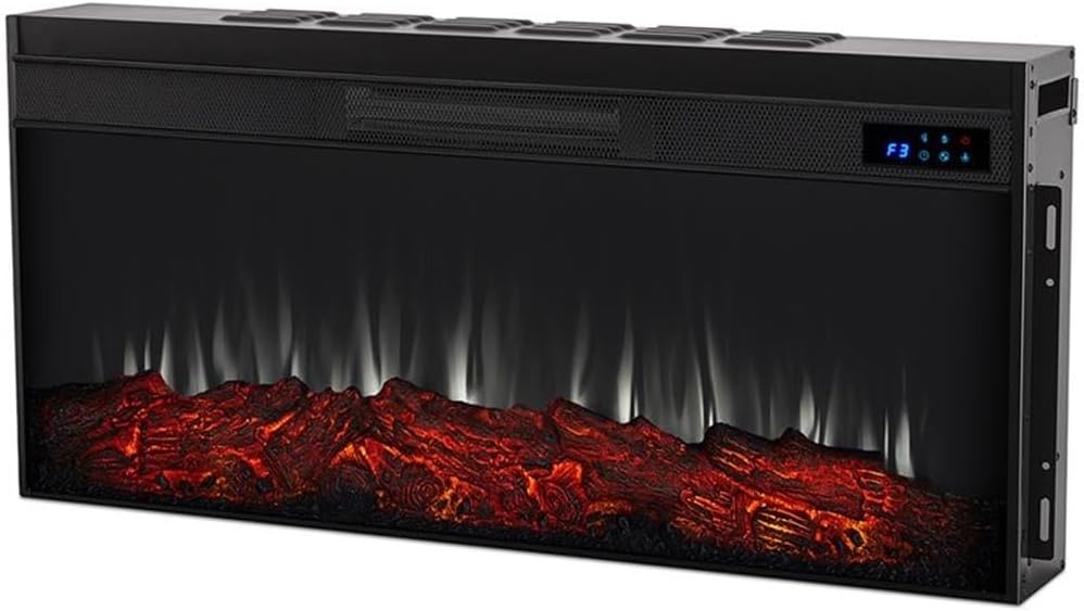 BOWERY HILL Contemporary Electric Fireplace Entertainment Center, 77" H x 107.63" W x 17.75" D, Solid Wood and MDF, White Finish, Multicolor Flames, Adjustable Thermostat, Storage for TVs Up to 60