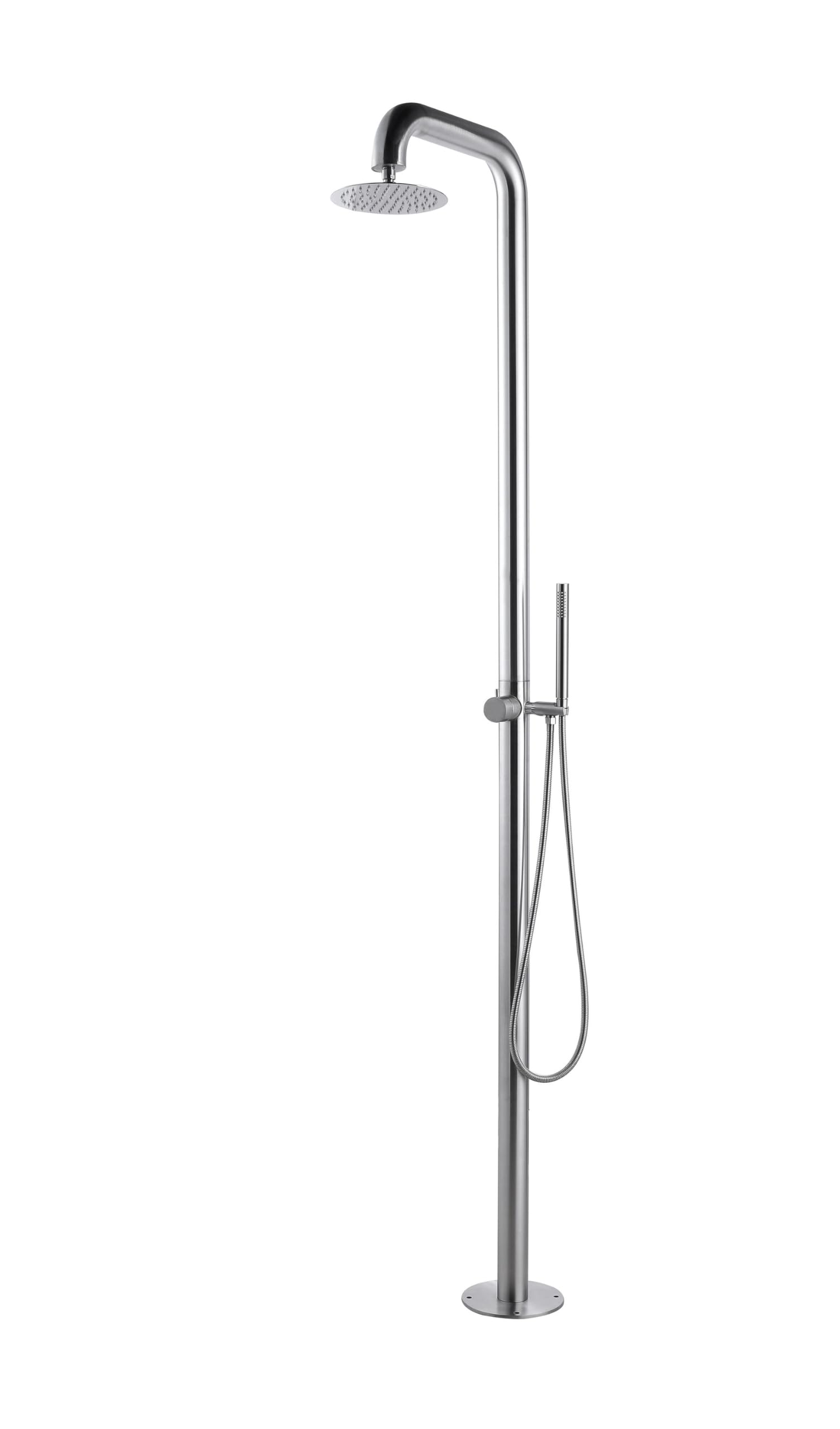 GardwellGartendusche 220 cm Outdoor Dusche mit Regenduschkopf Ø20 cm & Handbrause Pooldusche Edelstahl 304 gebürstet