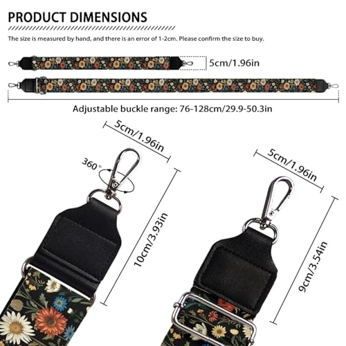 Image of Adjustable Purse Strap Replacement, Wide Shoulder Canvas Bag Strap, Crossbody Handbag Strap