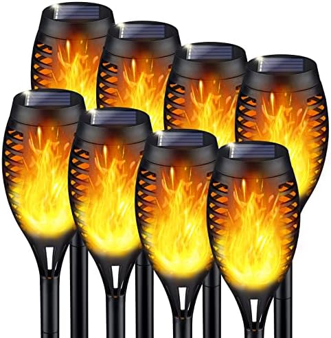 8Pack Outside Solar Lights, LED Flame Torches for Outdoor Decor, Outdoor Solar Lights for Yard, Luces Solares Para Jardin, Outdoor Decorations for Patio Porch Outside Decor Lighting Yard Garden Art