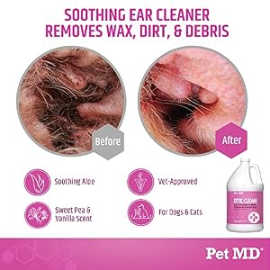 Pet MD Otic-Clean Dog Ear Cleaner - Veterinarian-Formulated Otic Ear Solution for Dogs & Cats - Pet Ear Cleaner for Itch, Odor, & Wax Buildup - Deodorizing Cat Ear Cleaner Solution - 1 Gallon Pet MD Otic-Clean Dog Ear Cleaner – Veterinarian-Formulated Otic Ear Solution for Dogs & Cats – Pet Ear Cleaner for Itch, Odor, & Wax Buildup – Deodorizing Cat Ear Cleaner Solution – 1 Gallon