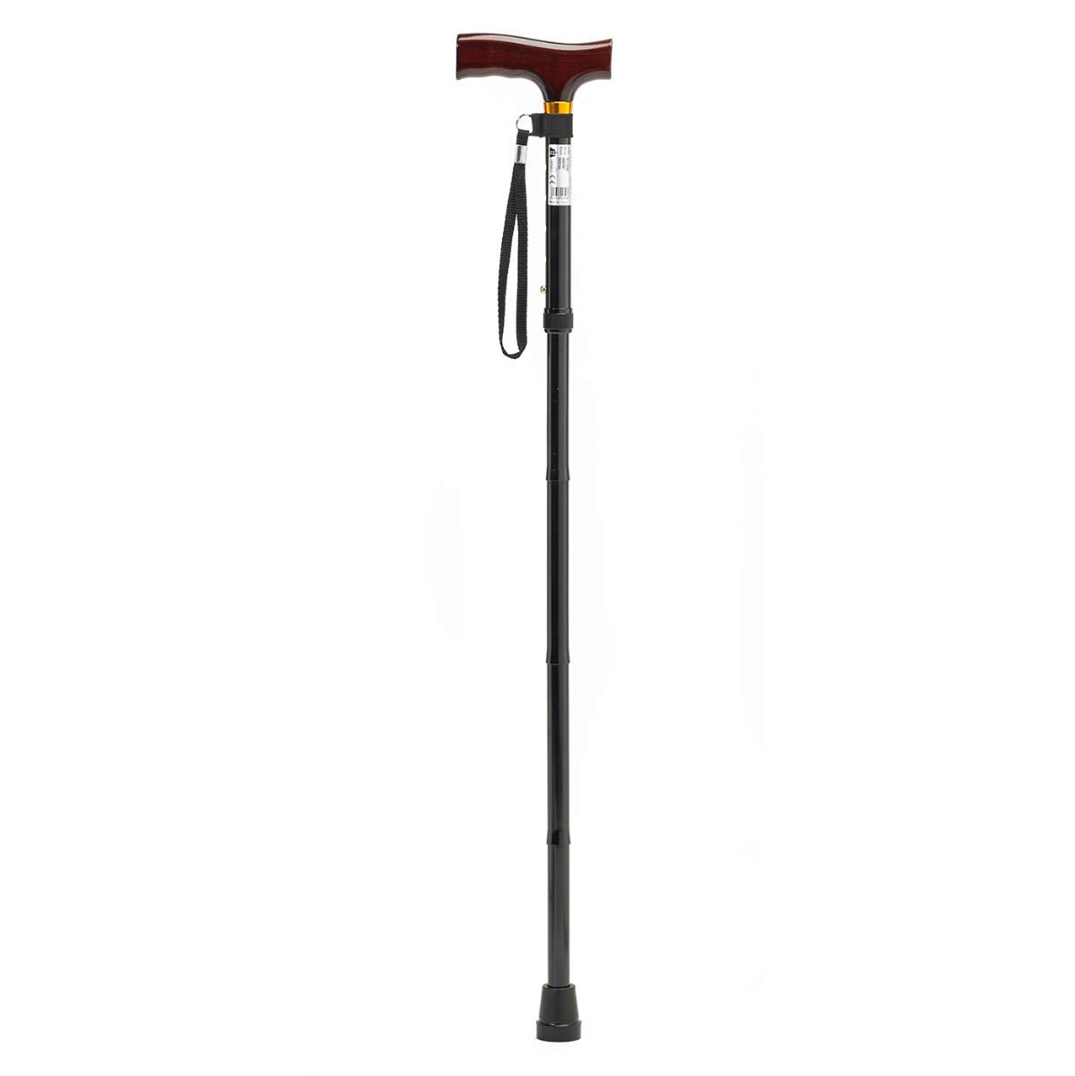 Homecraft Folding Coloured Walking Stick with Wooden Handle, Lightweight Adjustable Walking Cane for Balance, Mobility Aid, Paisley, 735-825mm