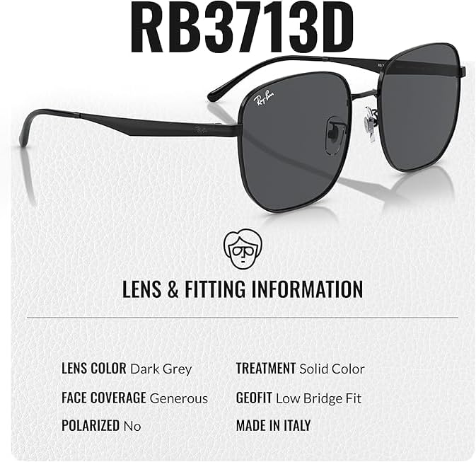 Ray-Ban RB3713D Square-Round Shaped Sunglasses for Men & Women with Official RAYBAN Eyewear Kit