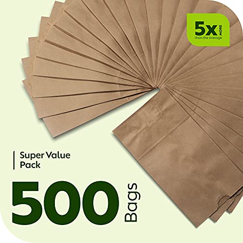 Small Paper Snack Bags, Durable Kraft Paper Bags, Pack Of 500 Bags (2Lb, Brown) #TOP3