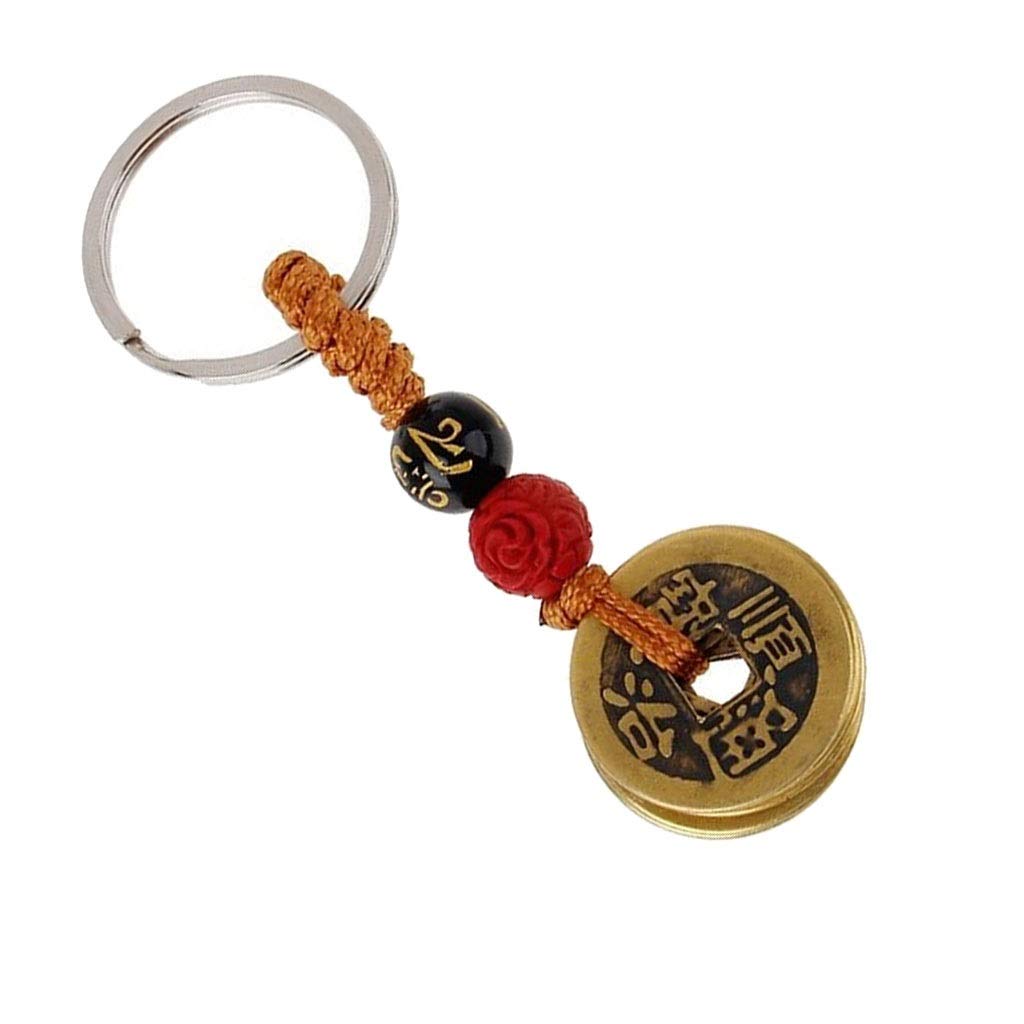 Pièces Feng Shui en laiton porte-clés figurine pour attirer la chance à la maison