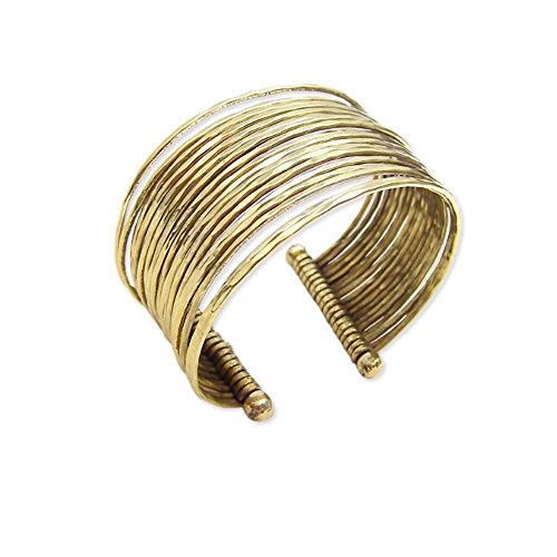 Zad Womens Metal Thin Hammered Bunch Cuff Bracelet (Gold Tone)