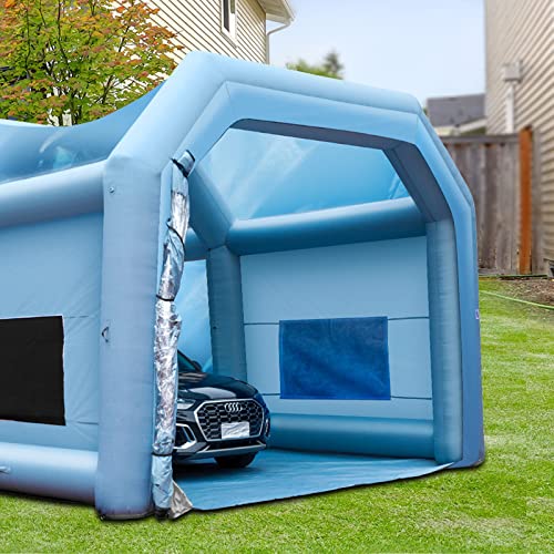 VEVOR Tragbares Aufblasbares Farbzelt für Sprühmalerei 1100 + 950 W, 10 x 6 x 4 m Sprühschutz Farbkabine für DIY-Projekte, Hobby-Farbautomaten-Werkzeug, Blau 210D Oxford-Gewebe Auto Lackierkabine