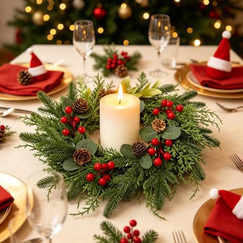 Thewe 12Pcs 14" Christmas Candle Wreaths for Kitchen Cabinet Table Decor by Thewe - Used condition - Image 5