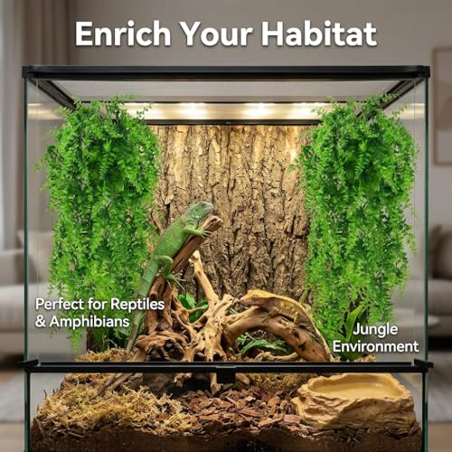 2 Pack Reptile Plants, Artificial Hanging Vines Plants, Terrarium Hanging Plant, Artificial Leaves Reptile Hide with Suction Cup, Reptile Tank Habitat Decorations for Bearded Lizards Dragons Snake - Image 6