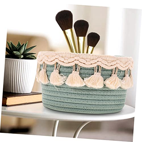DRESSOOS Tassel Side Rope Basket Nesting Cotton Wicker Baskets Towel Storage for Small Bathroom Fruit Basket Toy Storage Basket Small Rope Basket Braided Rope Baby Country Style Cotton Rope - Thumbnail 5