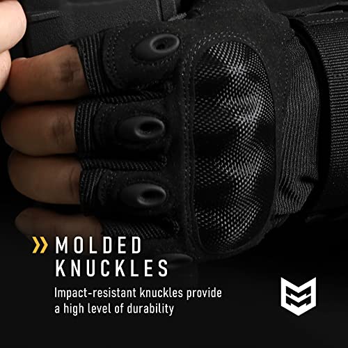 Mission Made Fingerless Hellfox Tactical Gloves For Men (Pitch Black, X-Large) #TOP3