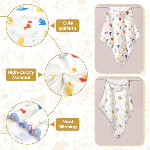 Image of decalsweet Baby Bath Towels 100% Muslin Cotton Hooded Baby Towels 2 Pack Shower Gifts for Newborn, Infant, Toddler, Kids,Super Soft and Absorbent, Large 35x35Inches