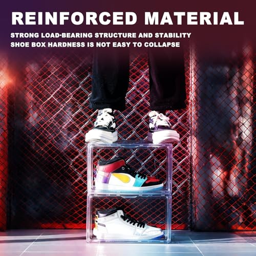 Beymset X-Large Shoe Organizer 6-Pack, Stackable White Transparent Acrylic Shoe Boxes with Ventilation, Dustproof Storage for Sneakers/Heels Side-Opening by Beymset - Used condition - Image 7
