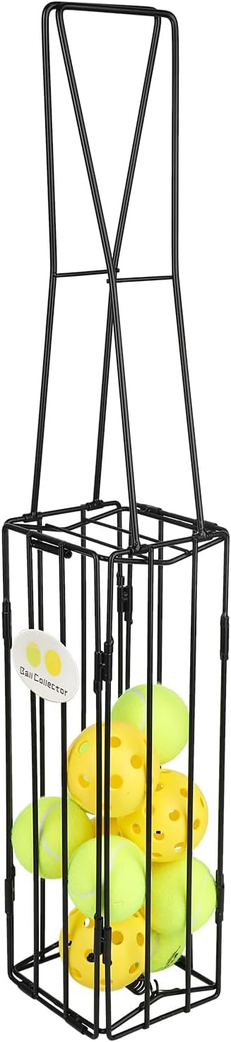 Durable Tennis & Pickleball Ball Collector - Tennis Ball Collector, Tennis Balls Picker Basket, Portable Ball Retriever Basket Carrier Gatherer for Picking and Storage, Foldable Design
