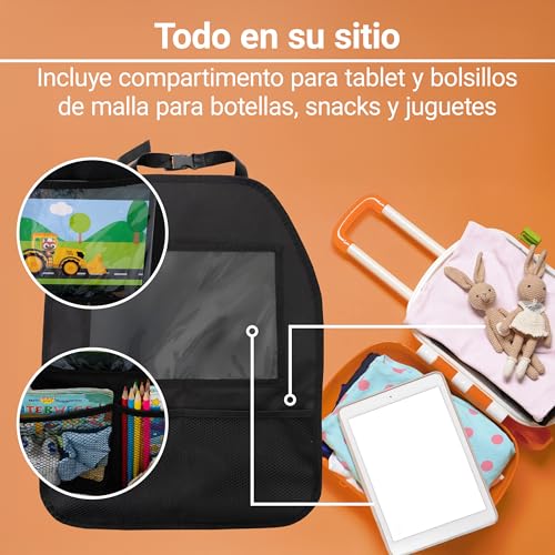 Zamboo Organizador de Coche Asiento Trasero para Niños con Soporte Tablet (hasta 11") – Protector de Respaldo Universal y Almacenamiento Juguetes y Accesorios – para Cualquier Asiento – Negro - imagen 4