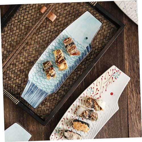 Plato japonés en forma de pez de cerámica para sushi miniatura 3