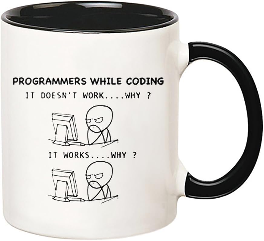 Programmers While Coding Mug, Novelty Coffee Mug, Programmer's Mug, Gift for Programmers, 11 Oz Novelty Coffee Mug/Cup, Black - Image 2