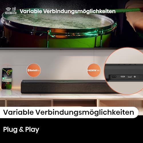 Hisense HS1000, 2.0 Kanal Soundbar, 120W max Audio Power, Dolby Audio, DTS Virtual:X, Voice Enhanced, TV Mode, EzPlay