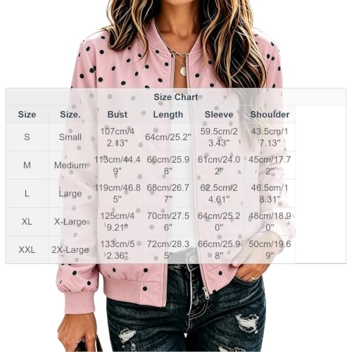 MaMiDay Women's Polka Dot Bomber Jacket Zip Up with Pockets - image 4