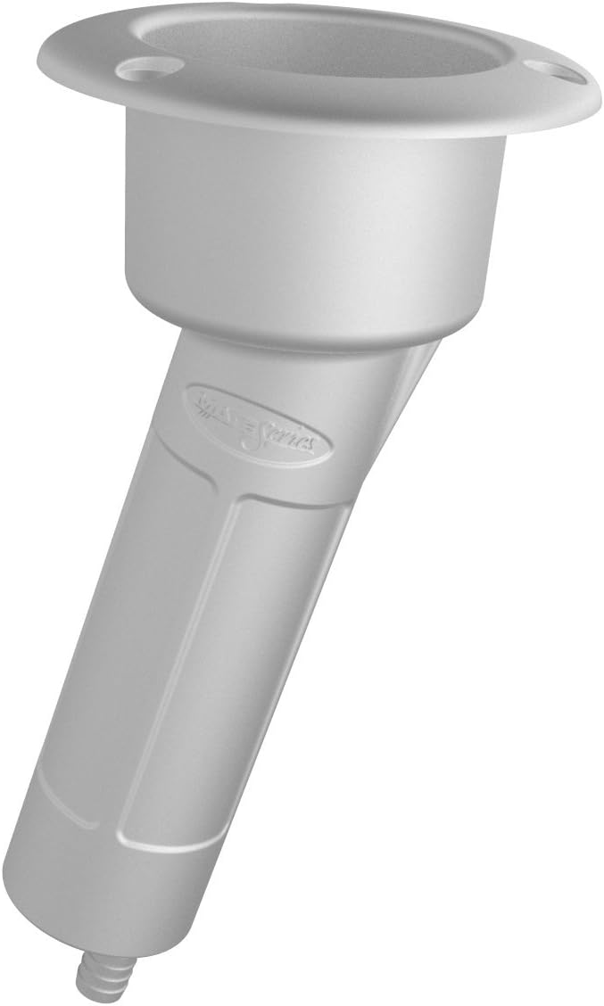Mate Series Plastic 15° Rod & Cup Holder - Drain - Round Top - White